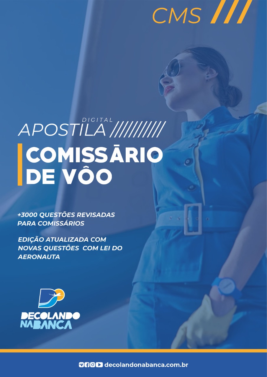 capa apostila para comissário de voo decolando na banca